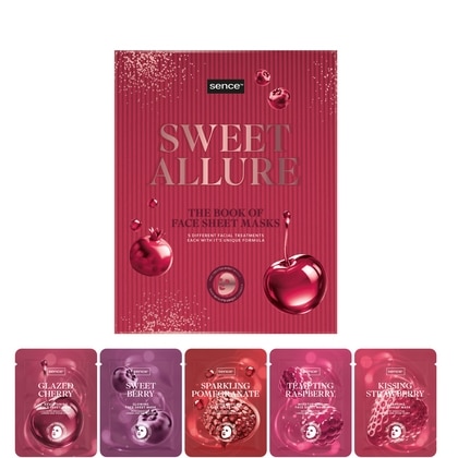 Geschenk Sence - Gezichtsmasker Kit Book Sweet Allurre (5x Gezichtsmasker 20 ml, 1x Glazed Cherry, 1x Sweet Berry, 1x Sparkeling Pomegranate, 1x Temp. Raspberry, 1x Kissing Strawberry) ) - 8721073614360