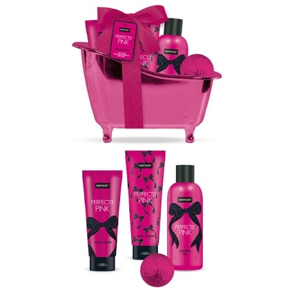 Geschenk Sence - Lichaamsverzorging Glitz And Glam Perfectly Pink (1x Douchegel 100 ml, 1x Bodylotion 100 ml, 1x Handcreme 100 ml,1x Bad Fizzer 30 gr.) - 8721073628664